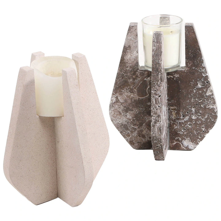 Candle Holder - Dark Grey Marble