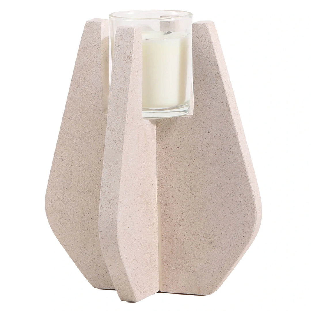 Candle Holder - Beige Marble