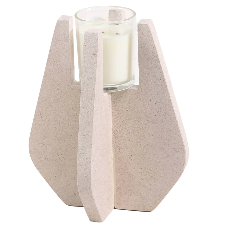 Candle Holder - Beige Marble