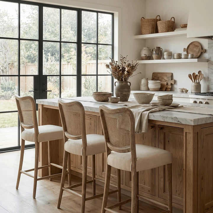 Chadlington Rattan & Natural Linen Counter Stool