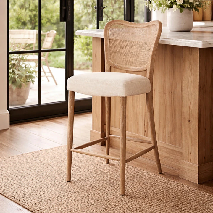 Chadlington Rattan & Natural Linen Counter Stool