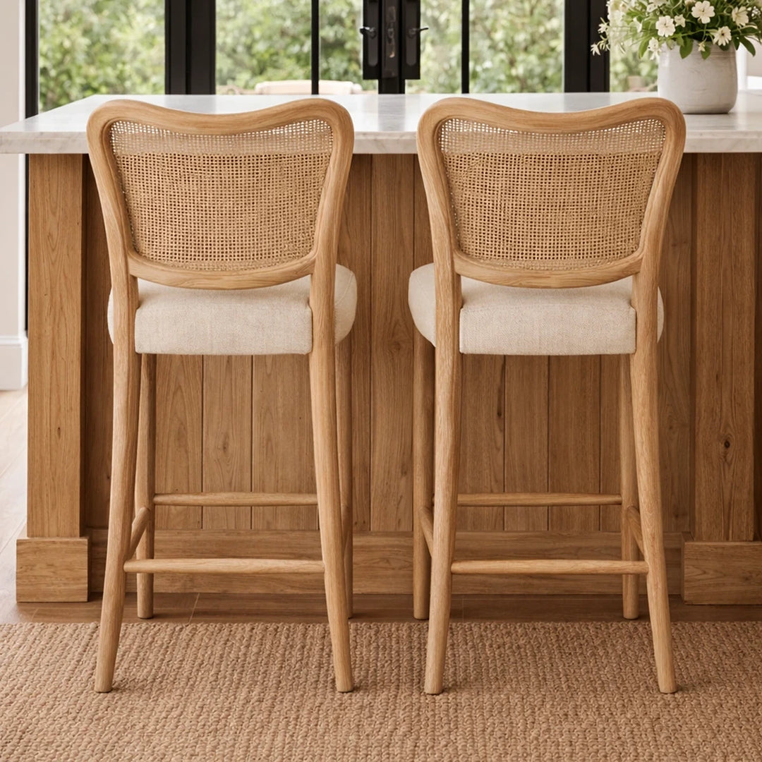 Chadlington Rattan & Natural Linen Counter Stool