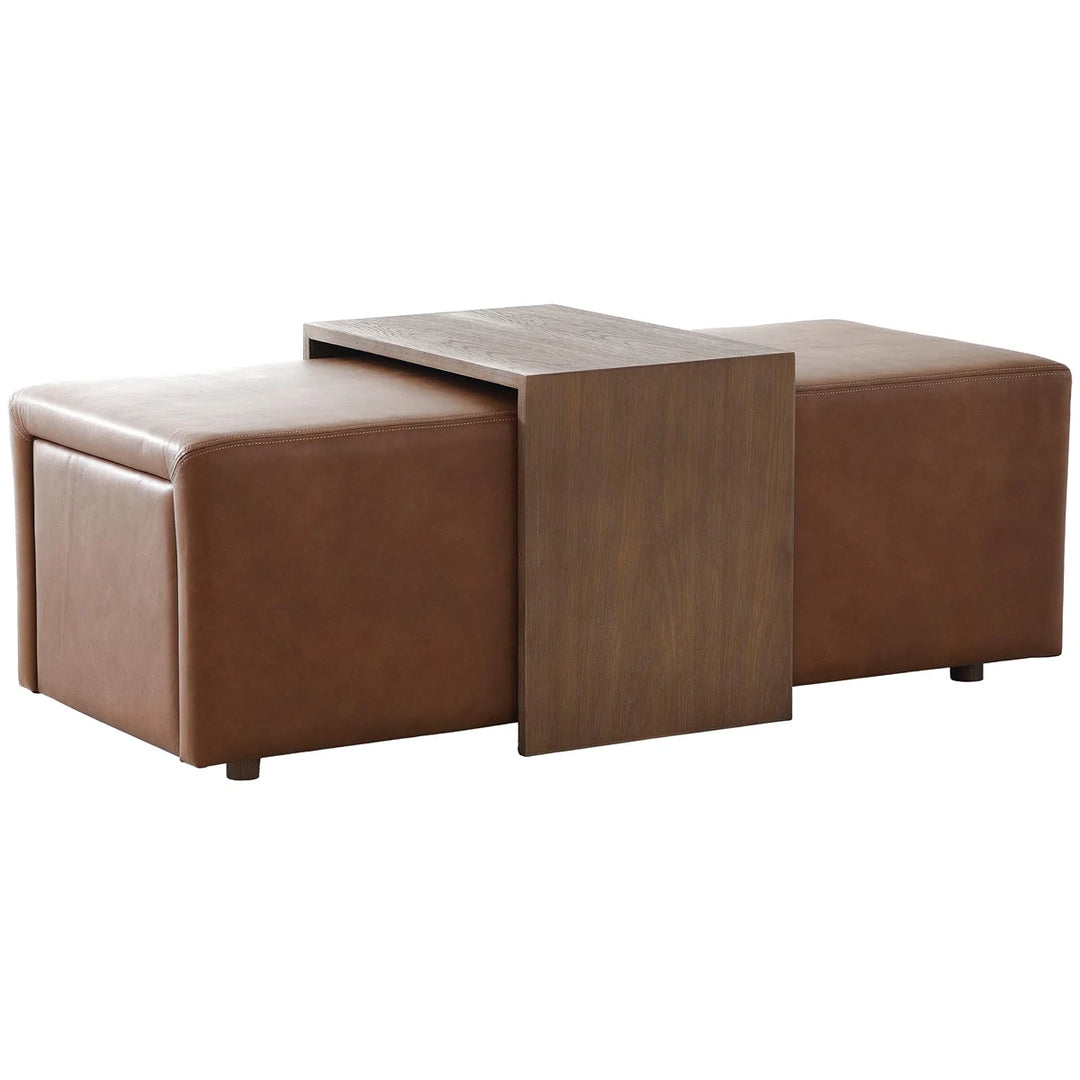Campden Ottoman - Brown Leather