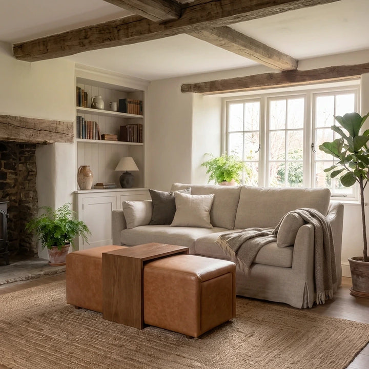 Campden Ottoman - Brown Leather