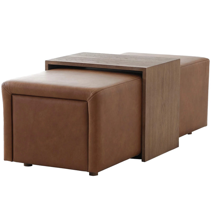 Campden Ottoman - Brown Leather