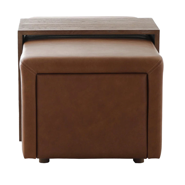 Campden Ottoman - Brown Leather