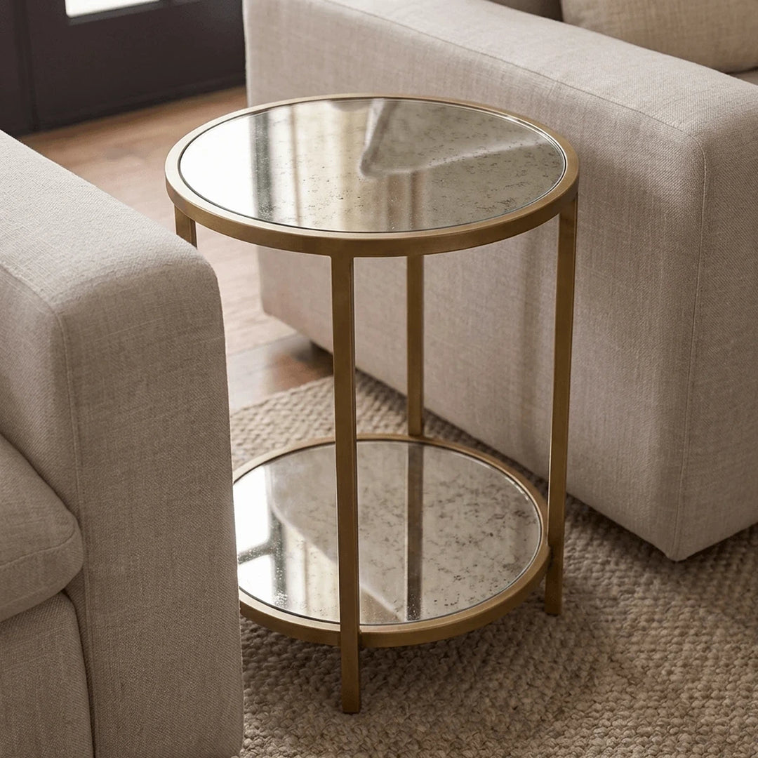 Upton Round Side Table - Antique Brass