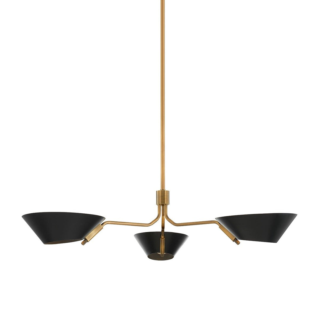 Sacramento 3 Light Chandelier - Patina Brass & Soft Black Hudson Valley Lighting 1