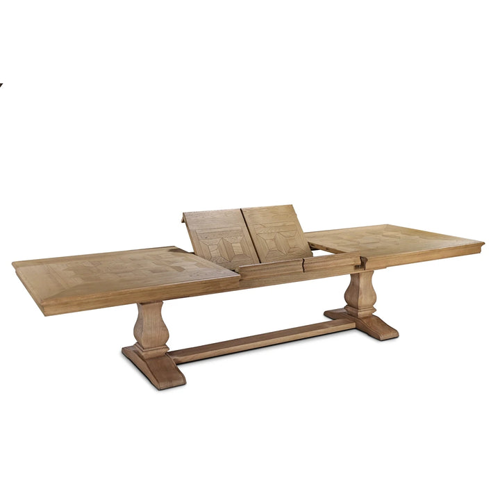Bath Extending Oak Parquet Top Dining Table - 250-350cm