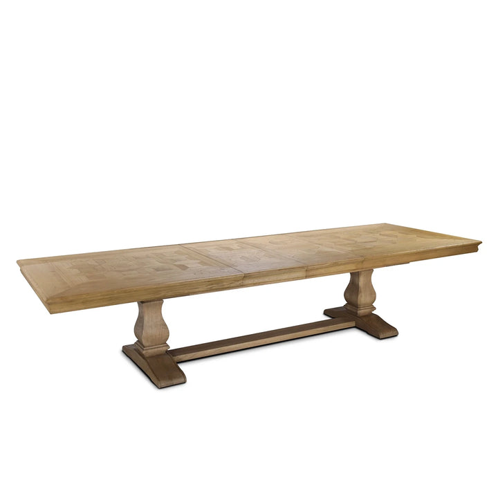 Bath Extending Oak Parquet Top Dining Table - 250-350cm