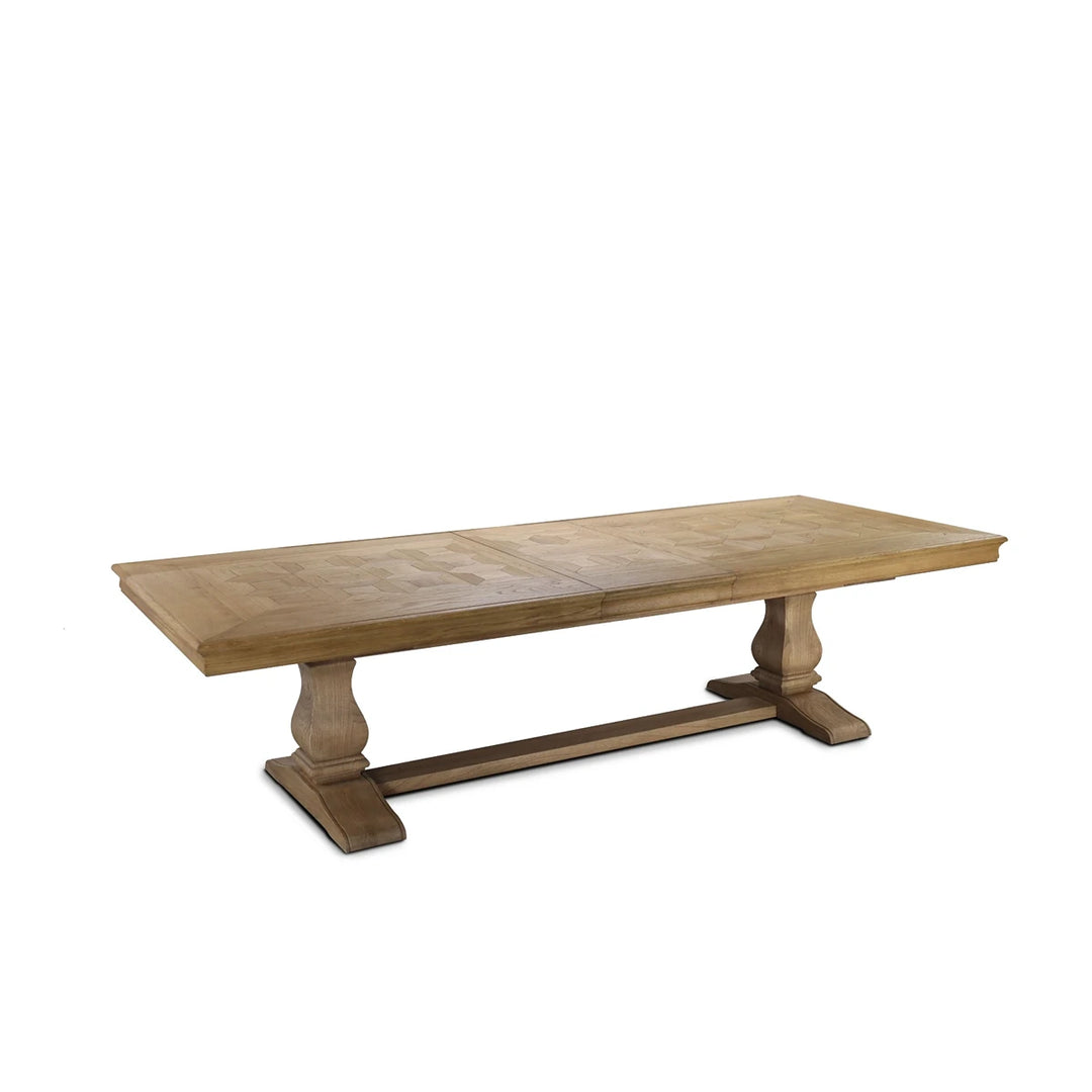 Bath Extending Oak Parquet Top Dining Table - 250-350cm