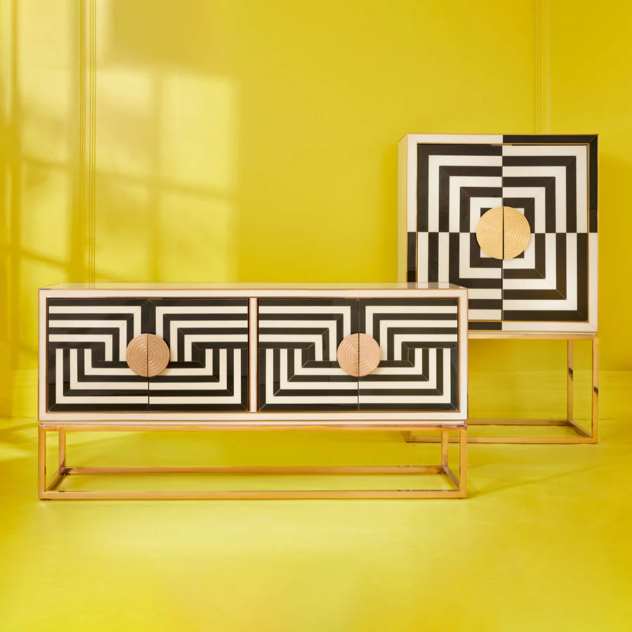 Op Art Bar Cabinet - Black & White Design Maven 6