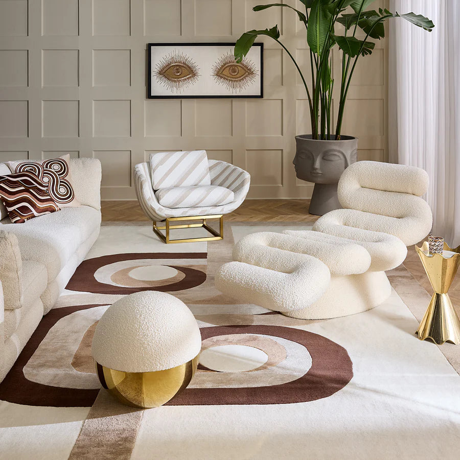 Alphaville Tuffet Pouffe - Ivory & Brass Design Maven 3