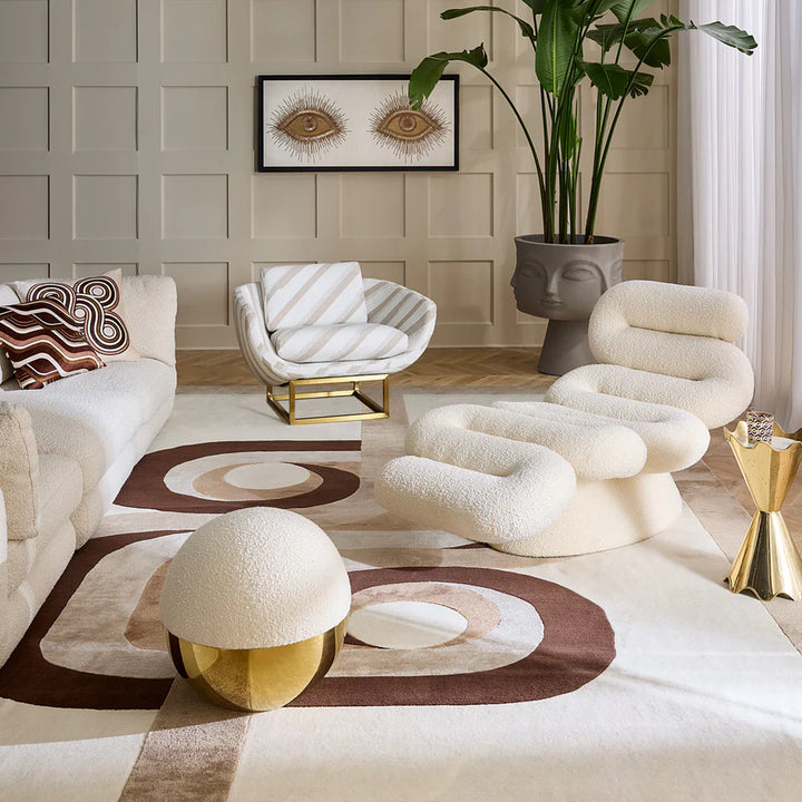 Alphaville Tuffet Pouffe - Ivory & Brass Design Maven 3