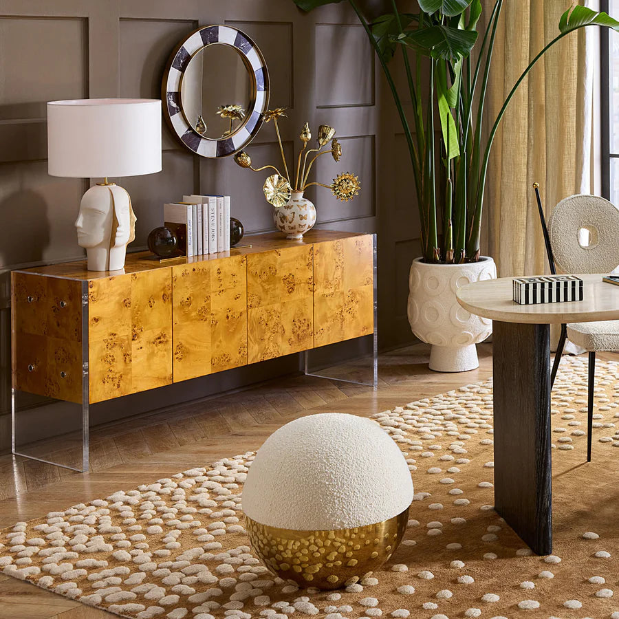 Alphaville Tuffet Pouffe - Ivory & Brass Design Maven 2