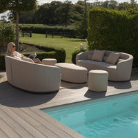 Maze Outdoor Ambition Curve 3 Seater Sofa Daybed with Curved Footstool in Oatmeal