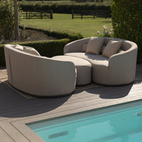 Maze Outdoor Ambition Curve 3 Seater Sofa Daybed with Curved Footstool in Oatmeal