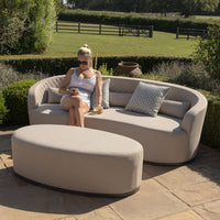 Maze Outdoor Ambition Curve 3 Seater Sofa Daybed with Curved Footstool in Oatmeal