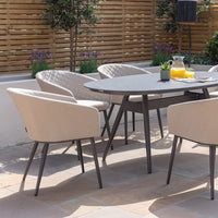 Maze Outdoor Ambition Oval Dining Set in Oatmeal