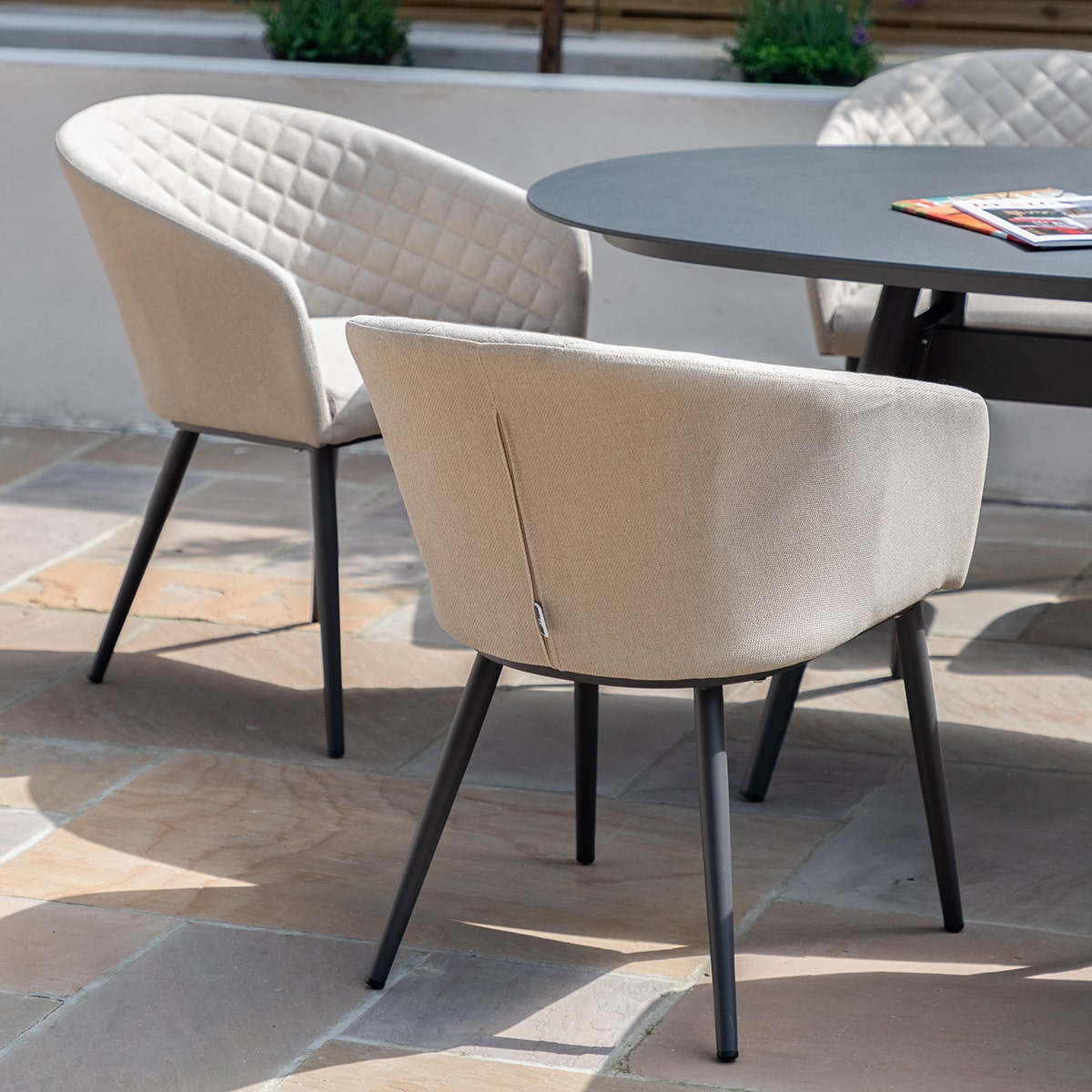 Maze Outdoor Ambition Oval Dining Set in Oatmeal