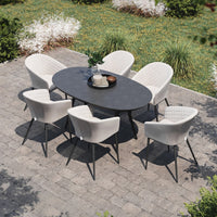 Maze Outdoor Ambition Oval Dining Set in Oatmeal