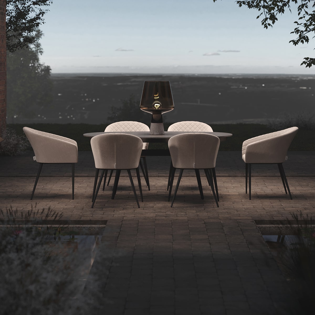 Maze Outdoor Ambition Oval Dining Set in Oatmeal