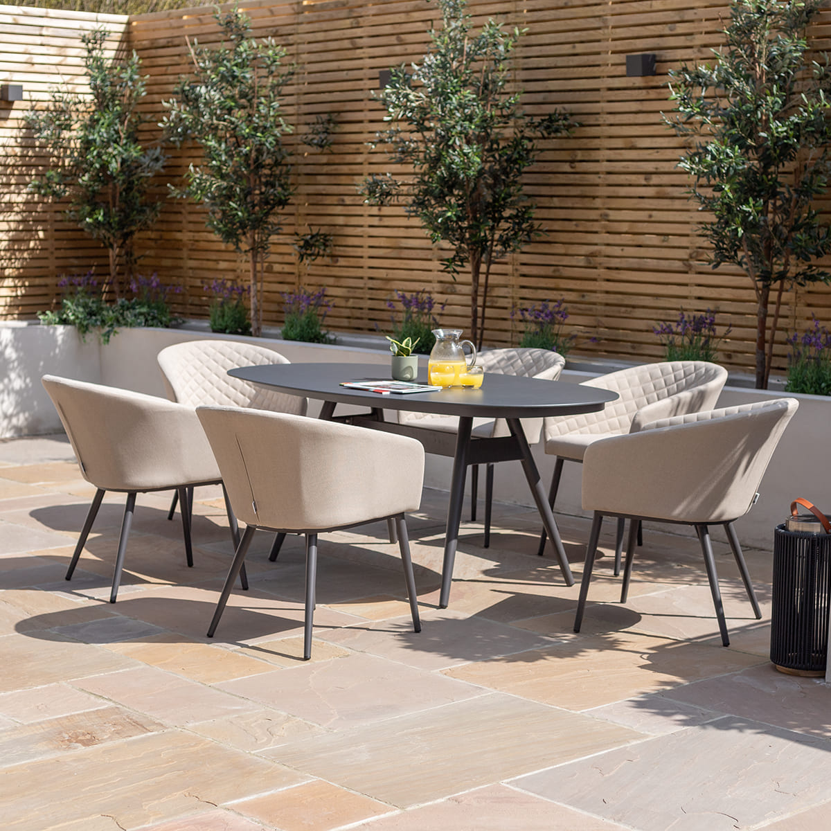 Maze Outdoor Ambition Oval Dining Set in Oatmeal