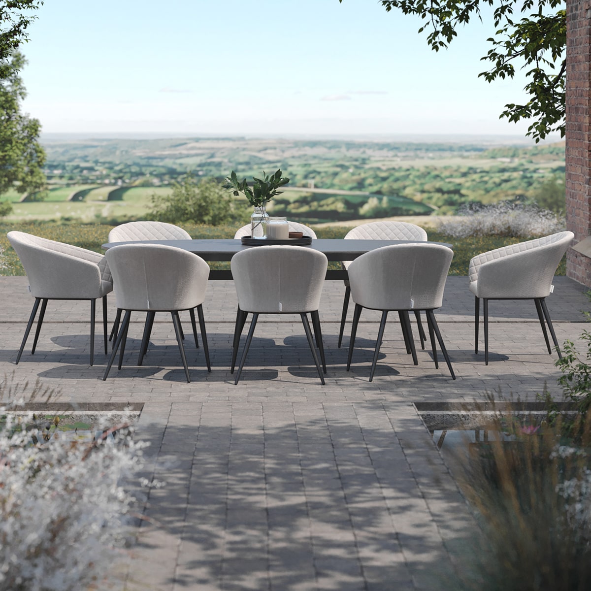 Maze Outdoor Ambition Oval Dining Set in Oatmeal