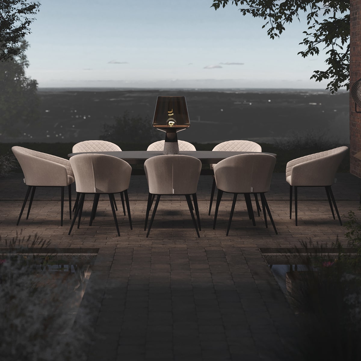 Maze Outdoor Ambition Oval Dining Set in Oatmeal