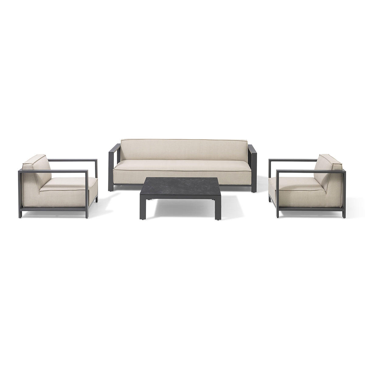 Maze Outdoor Ibiza 3 Seater Sofa Set with Square Coffee Table in Oatmeal