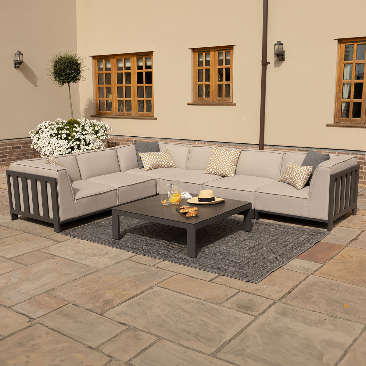 Maze Outdoor Ibiza Medium Corner Sofa Set in Oatmeal