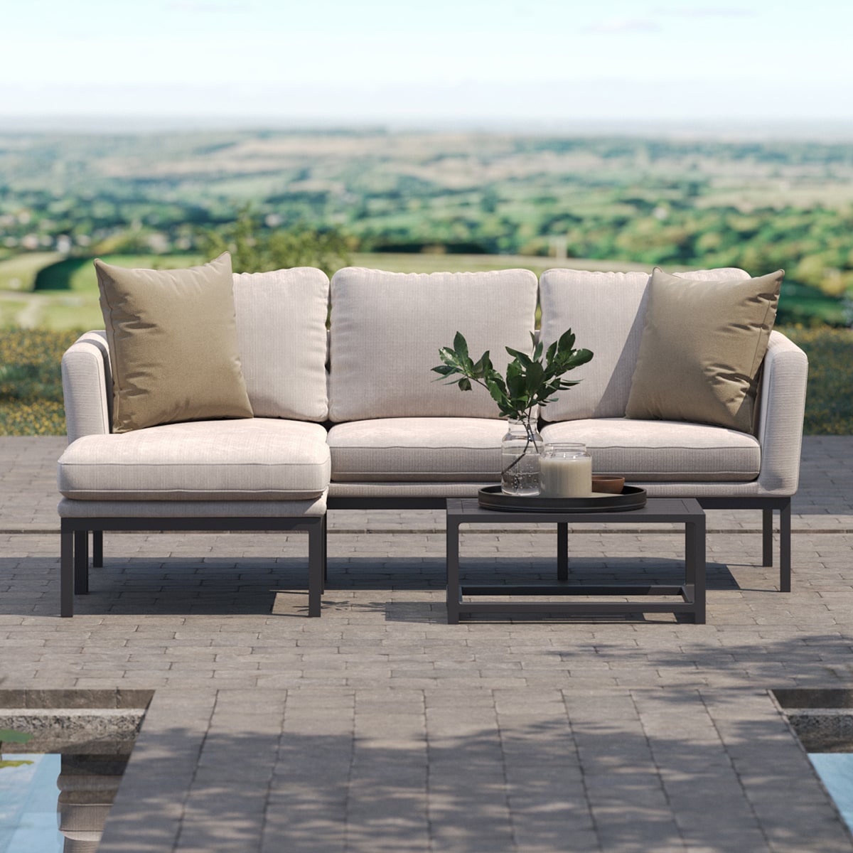 Maze Outdoor Pulse Chaise Sofa Set in Oatmeal