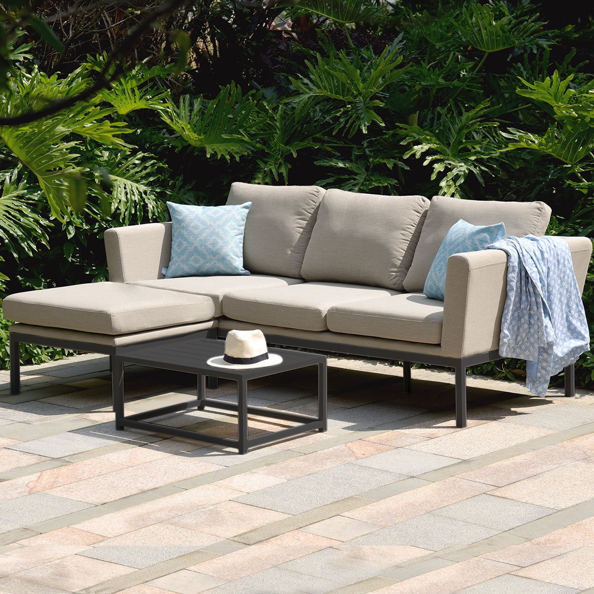 Maze Outdoor Pulse Chaise Sofa Set in Oatmeal