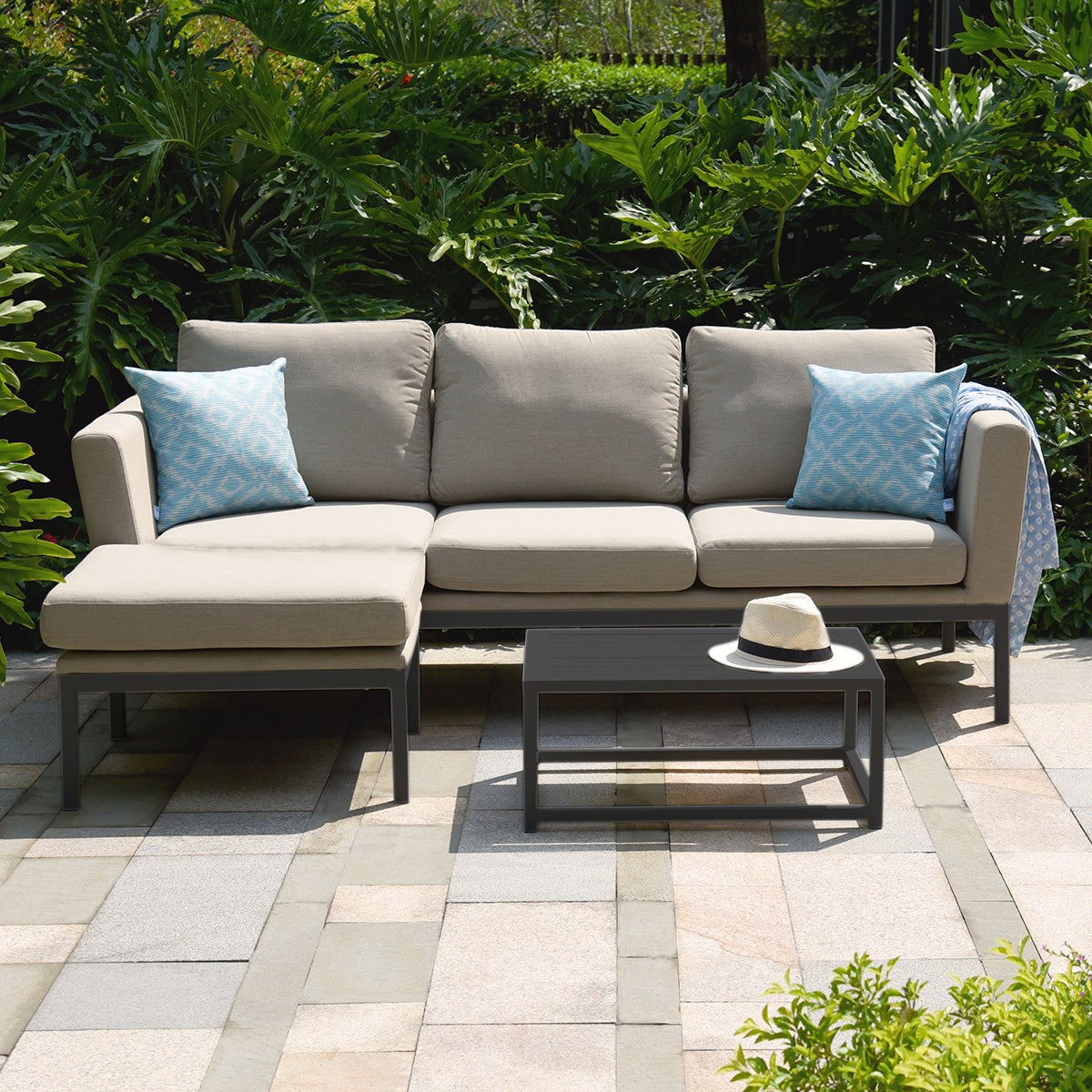 Maze Outdoor Pulse Chaise Sofa Set in Oatmeal