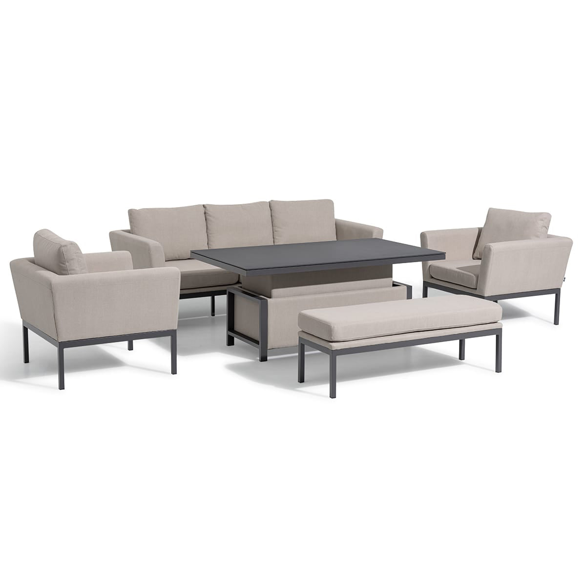 Maze Outdoor Pulse 3 Seater Sofa Dining Set with Rising Table in Oatmeal