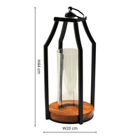 Ivyline Felicity Circular Base Lantern in Acacia Wood & Black - Large