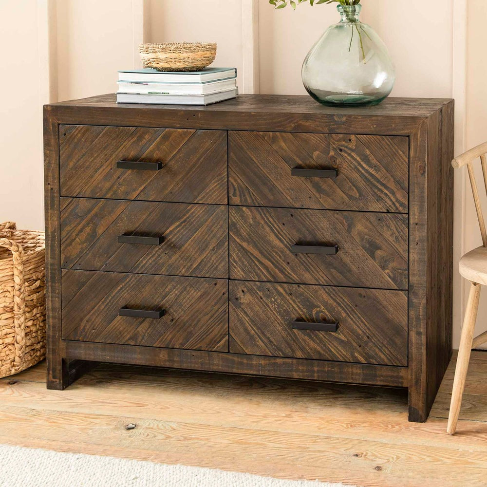Garden Trading Fawley Chevron Chest of Drawers Antique Brown