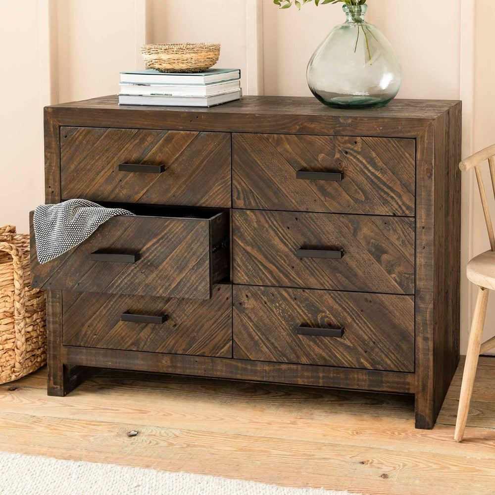 Garden Trading Fawley Chevron Chest of Drawers Antique Brown
