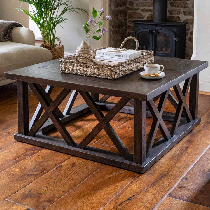 Oxhill Square Coffee Table - Antique Brown Garden Trading 2