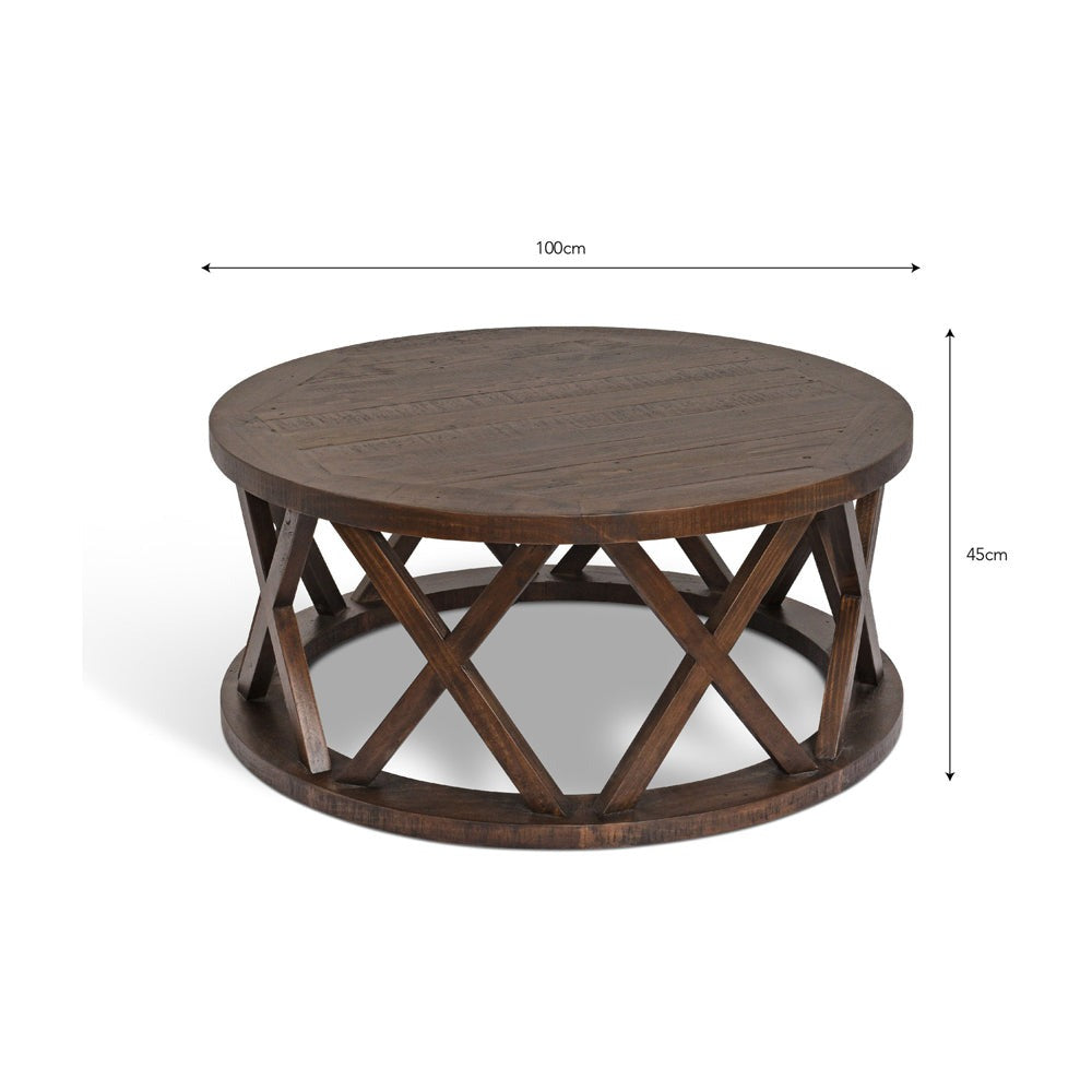 Oxhill Round Coffee Table - Antique Brown Garden Trading 4