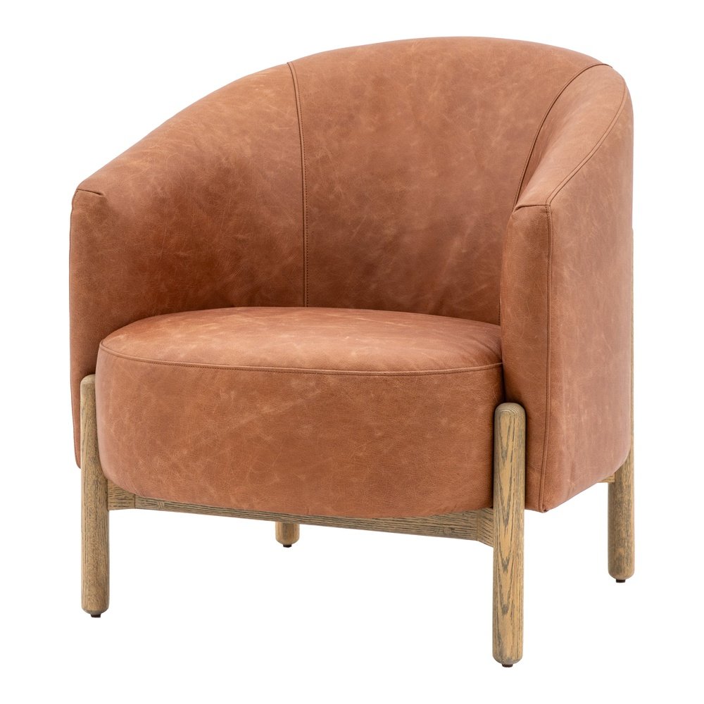  GalleryDirect-Gallery Interiors Selhurst Armchair in Vintage Brown Leather-Brown 109 