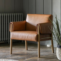 Gallery Interiors Melrose Armchair in Brown Leather