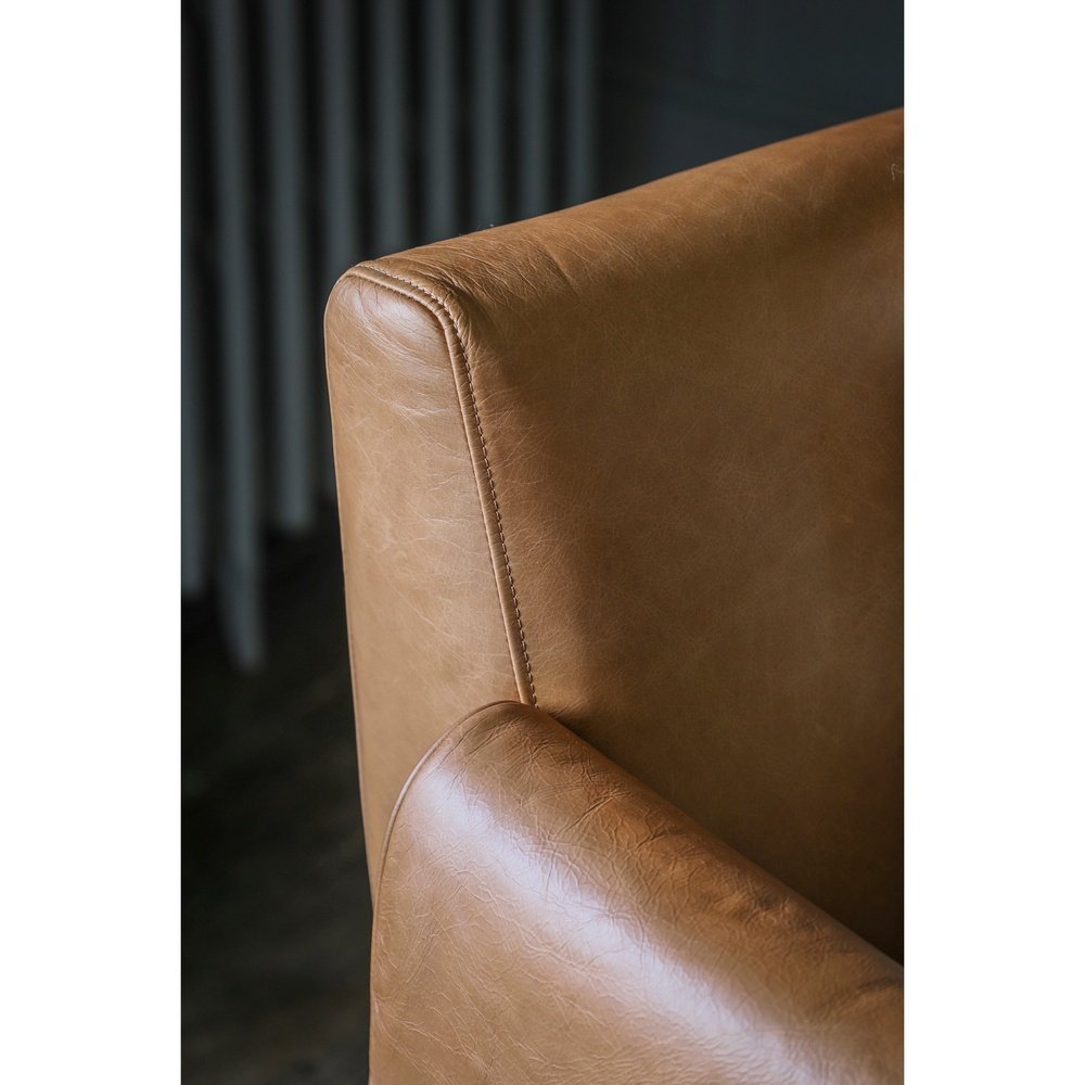  GalleryDirect-Gallery Interiors Melrose Armchair in Brown Leather-Brown 101 