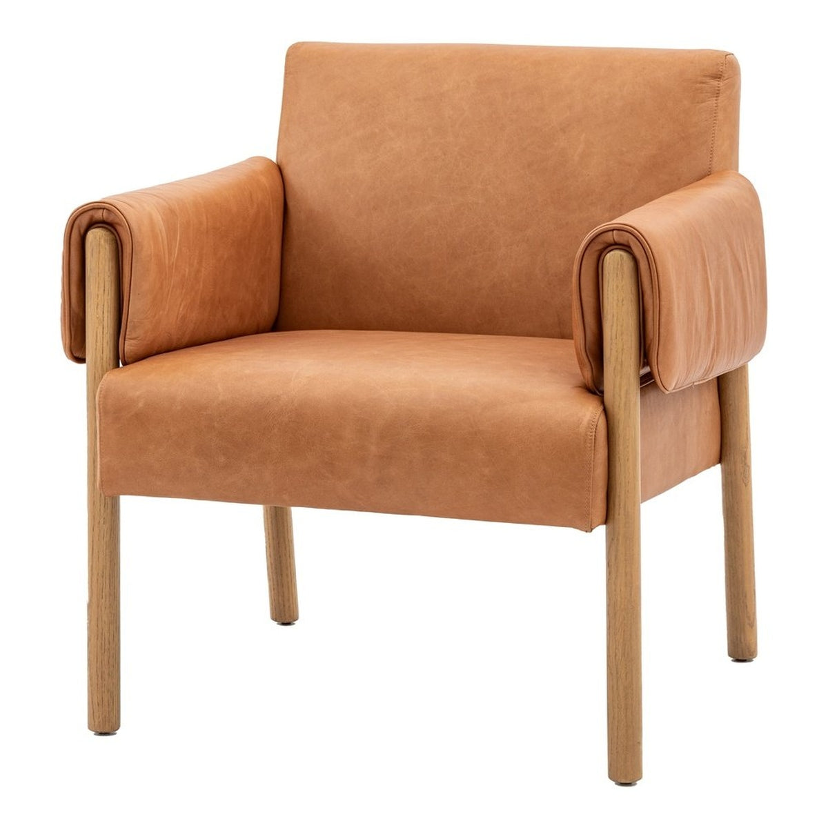 Gallery Interiors Melrose Armchair in Brown Leather