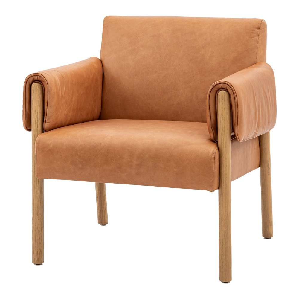  GalleryDirect-Gallery Interiors Melrose Armchair in Brown Leather-Brown 709 