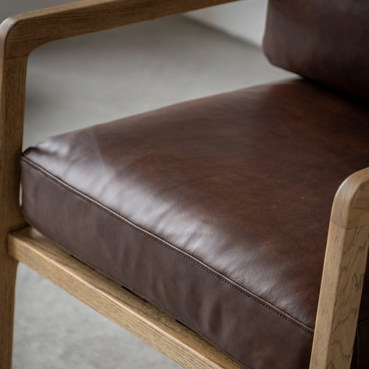 Gallery Interiors Vesper Armchair in Antique Brown Leather