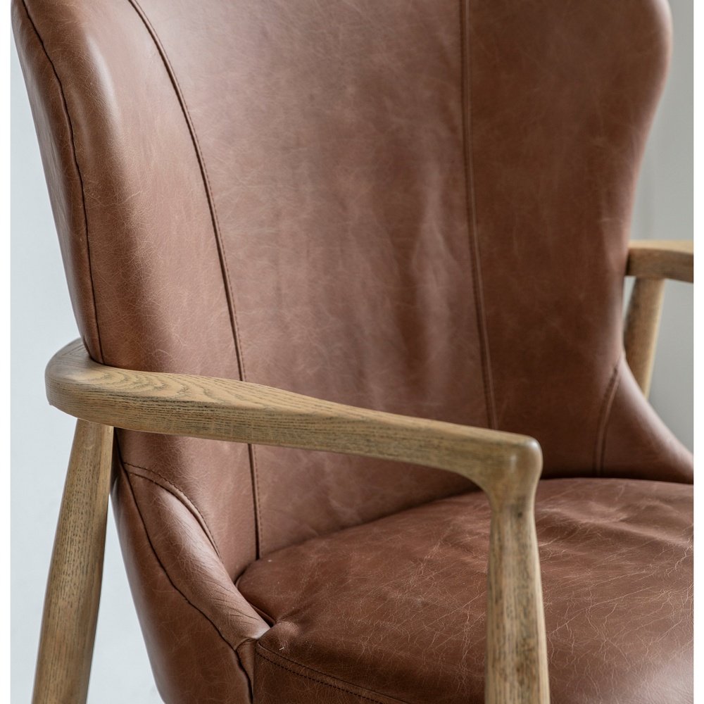 Gallery Interiors Noble Armchair in Brown Leather