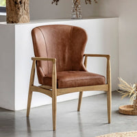 Gallery Interiors Noble Armchair in Brown Leather