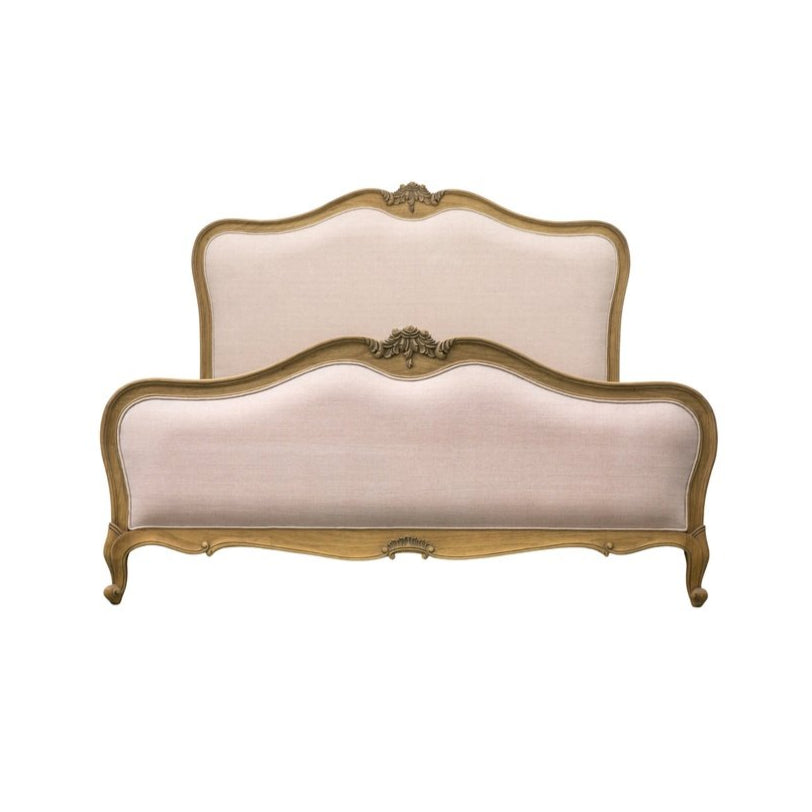 Chic Kingsize Bed - Linen & Weathered Wood GalleryDS 1