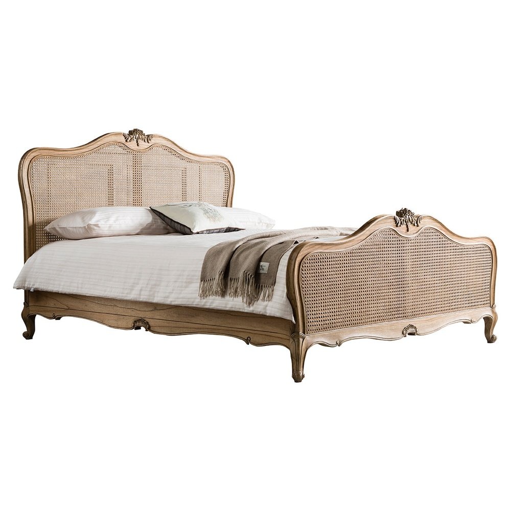 Gallery Interiors Chic Super King Cane Bed in Weathered Wood